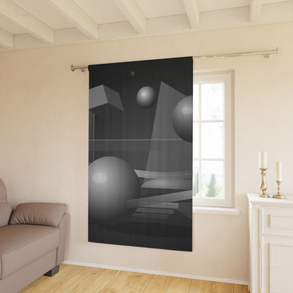 Abstract Geometric Spheres Window Curtains | Modern Black Gray Curtain