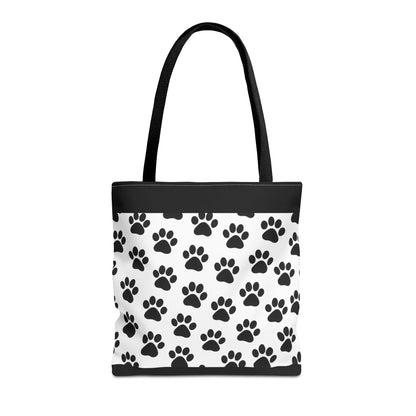 Eco-friendly paw print tote bag by Printify featuring a large paw print design, perfect for dog and cat lovers.