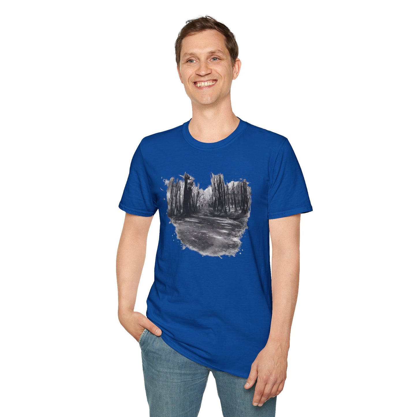 Minimalist Nature-Inspired Unisex Softstyle T-Shirt, Casual Wear, Everyday Style, Gift for Nature Lovers, Eco-Friendly Fashion