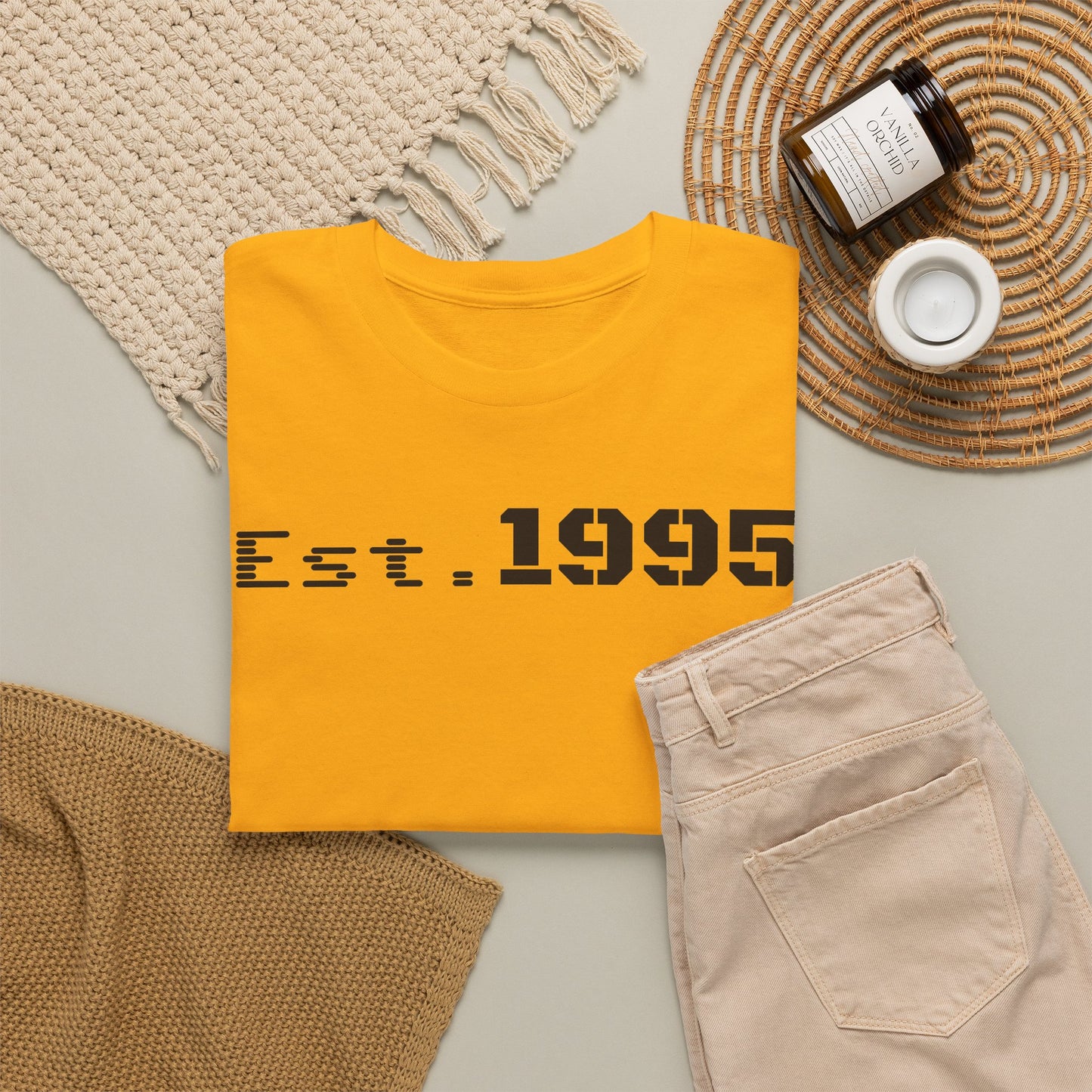 Unisex Heavy Cotton Tee - Est. 1995, Vintage Birthday Gift, Customizable Tee, Retro Unisex Shirt, Casual Everyday Wear