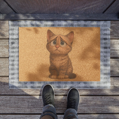 Cute cat doormat floor mat with playful cat design, perfect housewarming gift for cat lovers, by Printify.