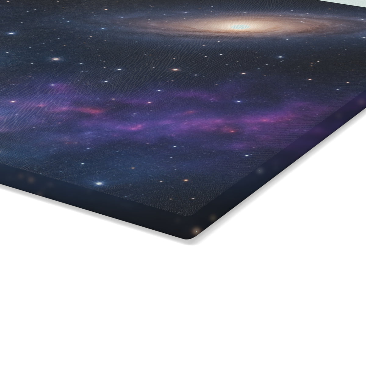 Galaxy Nebula Glass Cutting Board — Space Constellation Kitchen Board