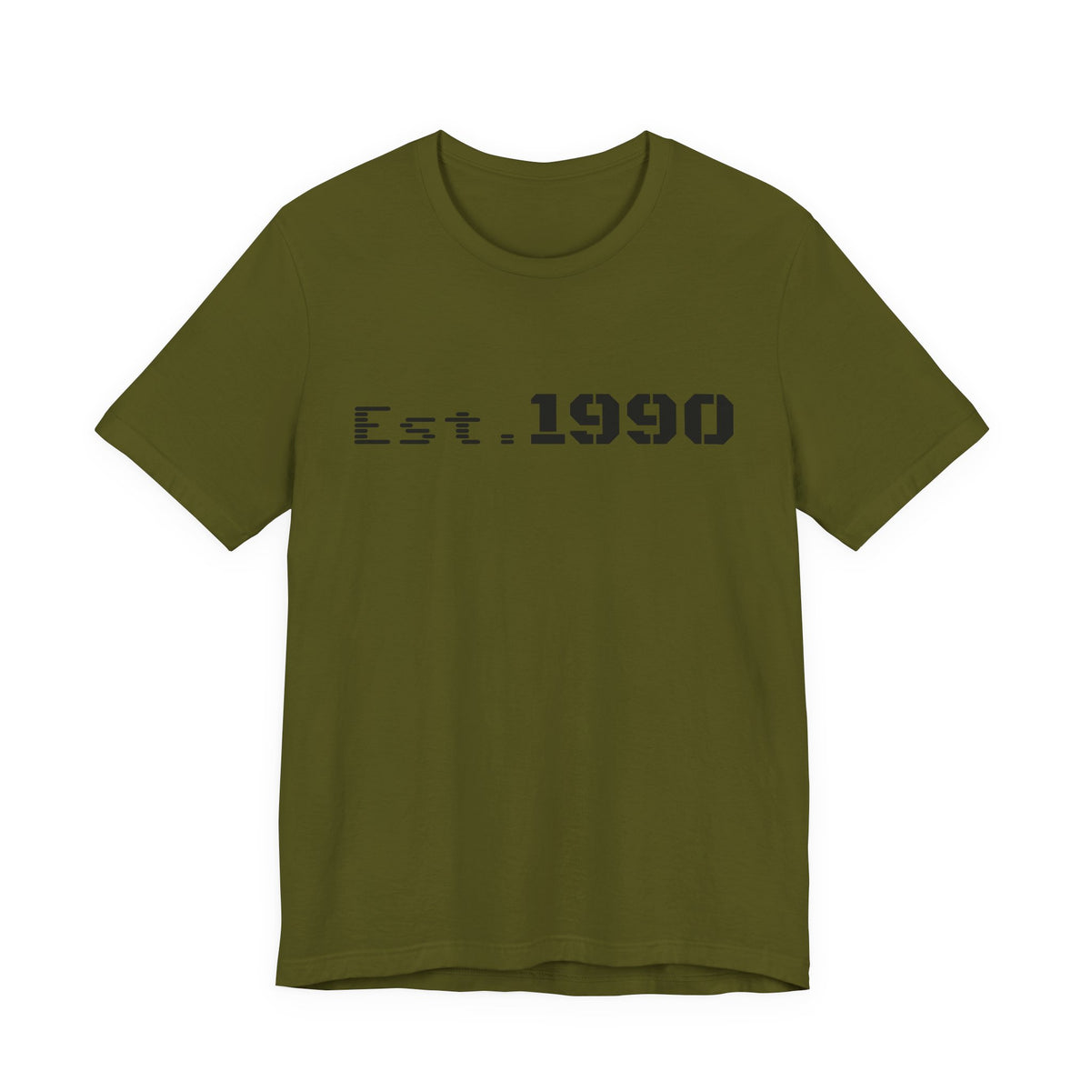 Vintage Est. 1990 T-Shirt by Printify featuring a classic design celebrating a birth year, made from soft cotton fabric.