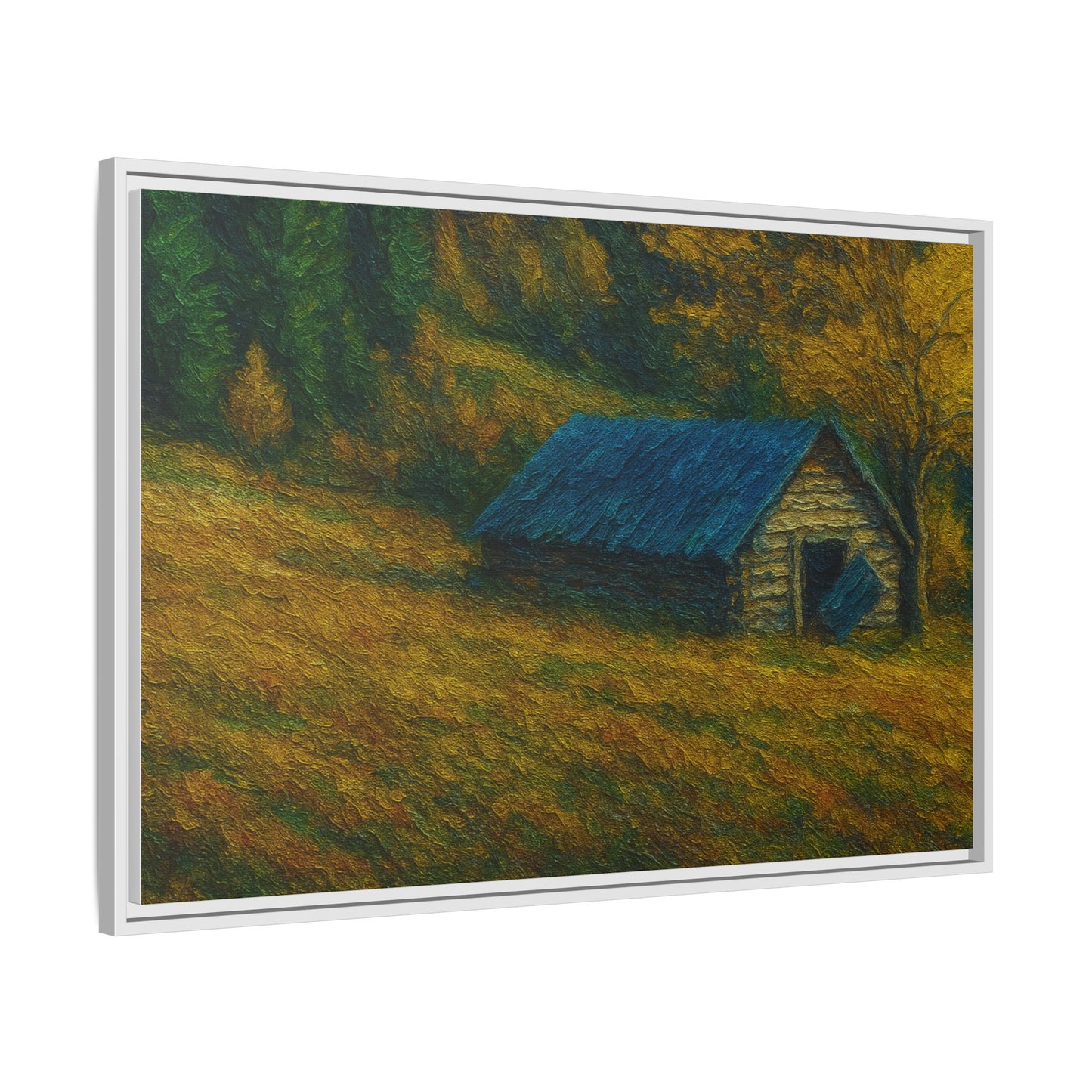 Framed Matte Canvas Print, Rustic Artwork, Farmhouse Decor, Nature Wall Art, Gift for Home, Autumn Decor, Landscape Painting