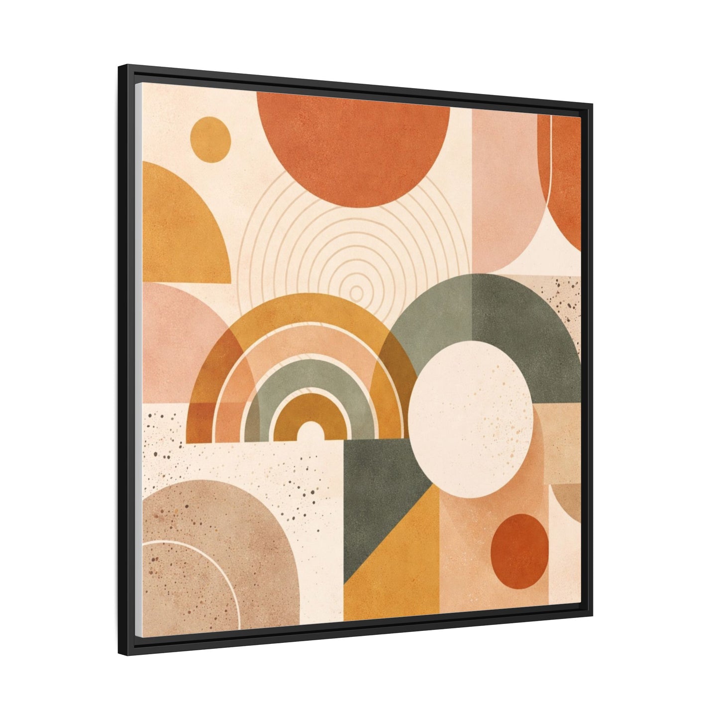 Abstract Terracotta Geometric Rainbow Matte Canvas Framed
