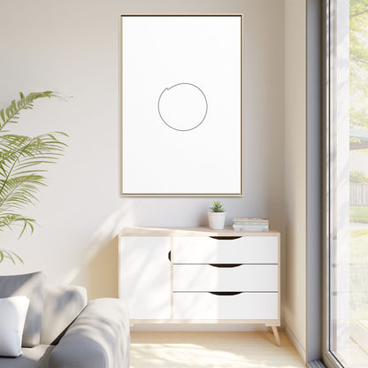 Framed matte canvas wall art featuring a minimal circular line design, by Printify, perfect for modern home decor.