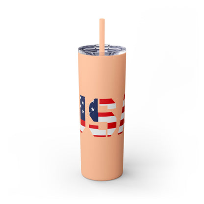 Skinny Tumbler — USA Flag 20oz Straw Tumbler (Patriotic Travel Cup)