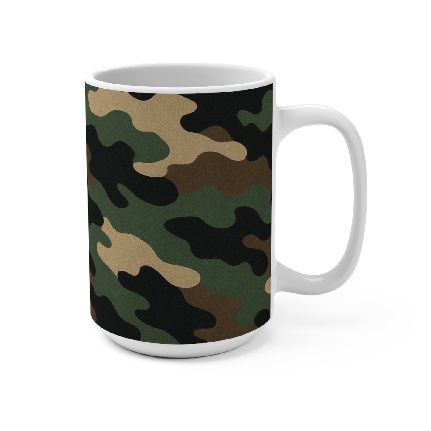 Camouflage Coffee Mug 15oz - Cute Military Style Drinkware for Outdoors Enthusiasts, Veterans, Camping Trips - Perfect Gift, Army Camo Cup, - TRV
