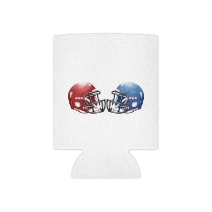 Football Helmet Can Cooler - Red vs Blue Rivalry Koozie