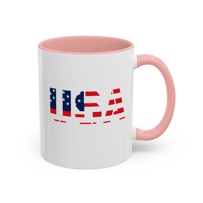 USA Flag Accent Coffee Mug — Patriotic 11/15oz Ceramic Coffee Cup