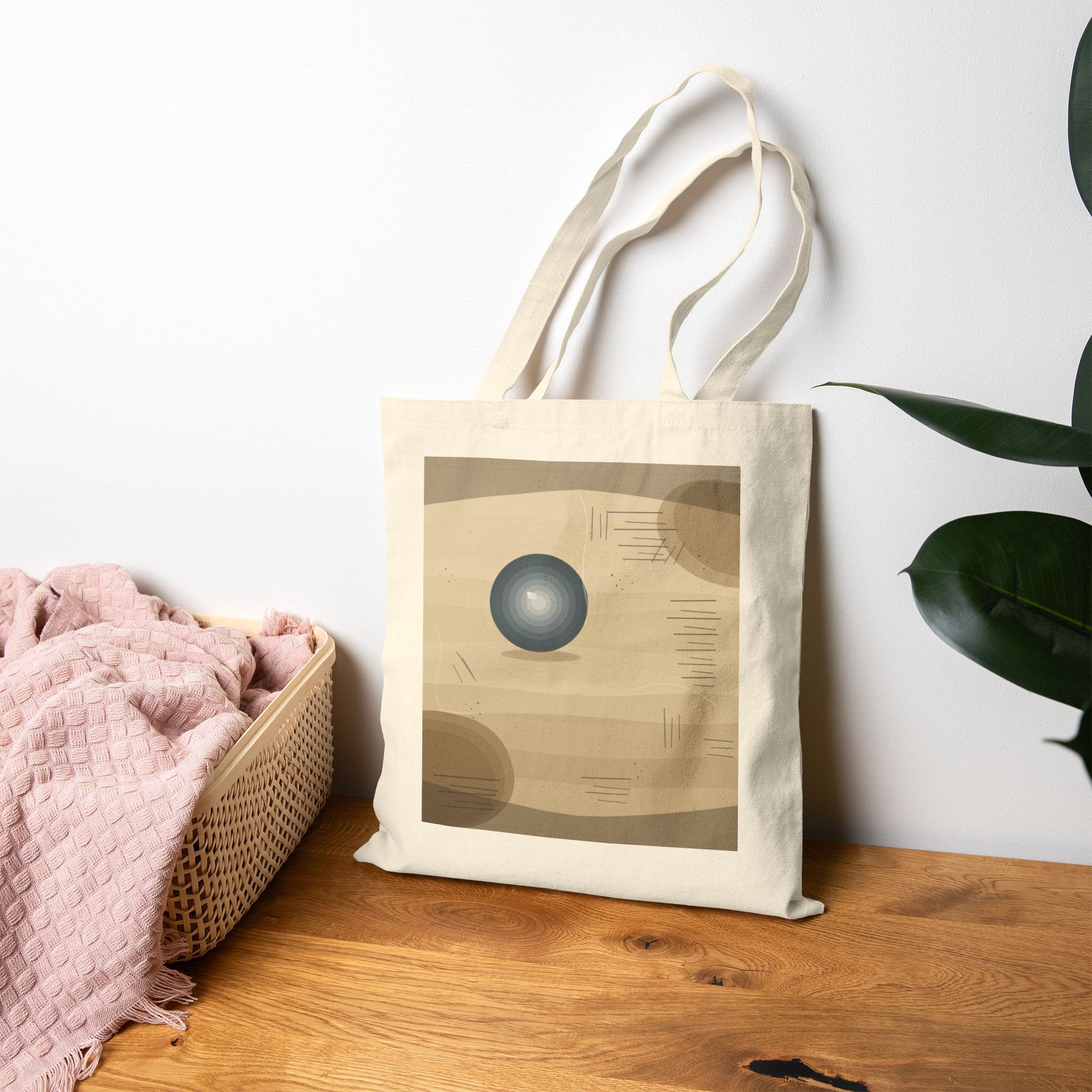 Minimalist Orb Abstract Tote Bag | Geometric Earth Tone Art - TRV