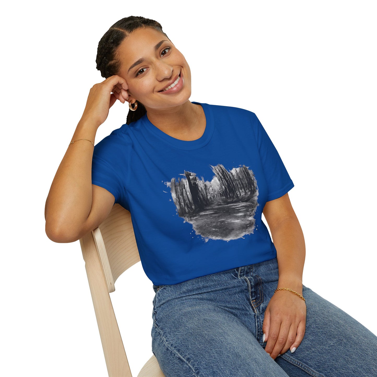 Minimalist Nature-Inspired Unisex Softstyle T-Shirt, Casual Wear, Everyday Style, Gift for Nature Lovers, Eco-Friendly Fashion