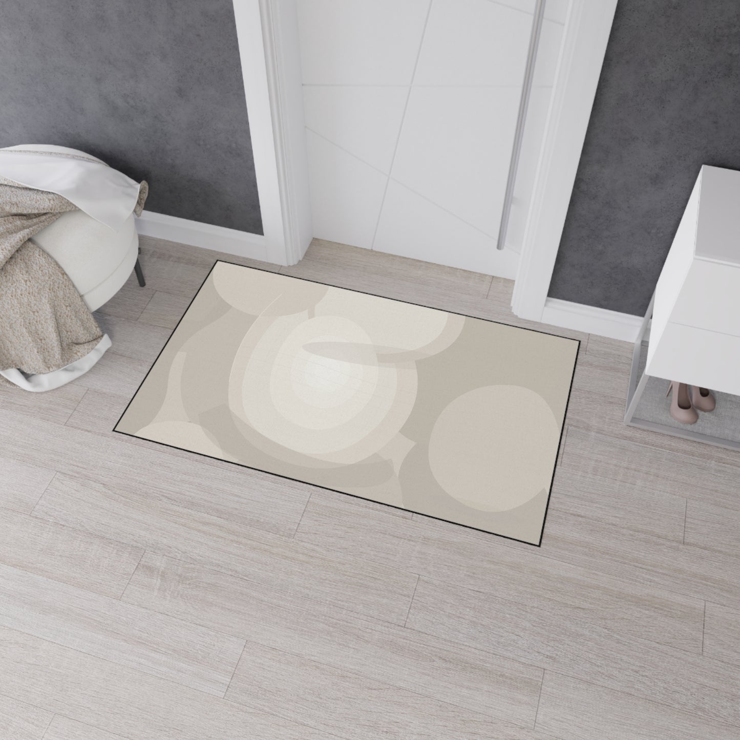 Neutral Abstract Circles Heavy Duty Floor Mat | Non-Slip Entry Rug