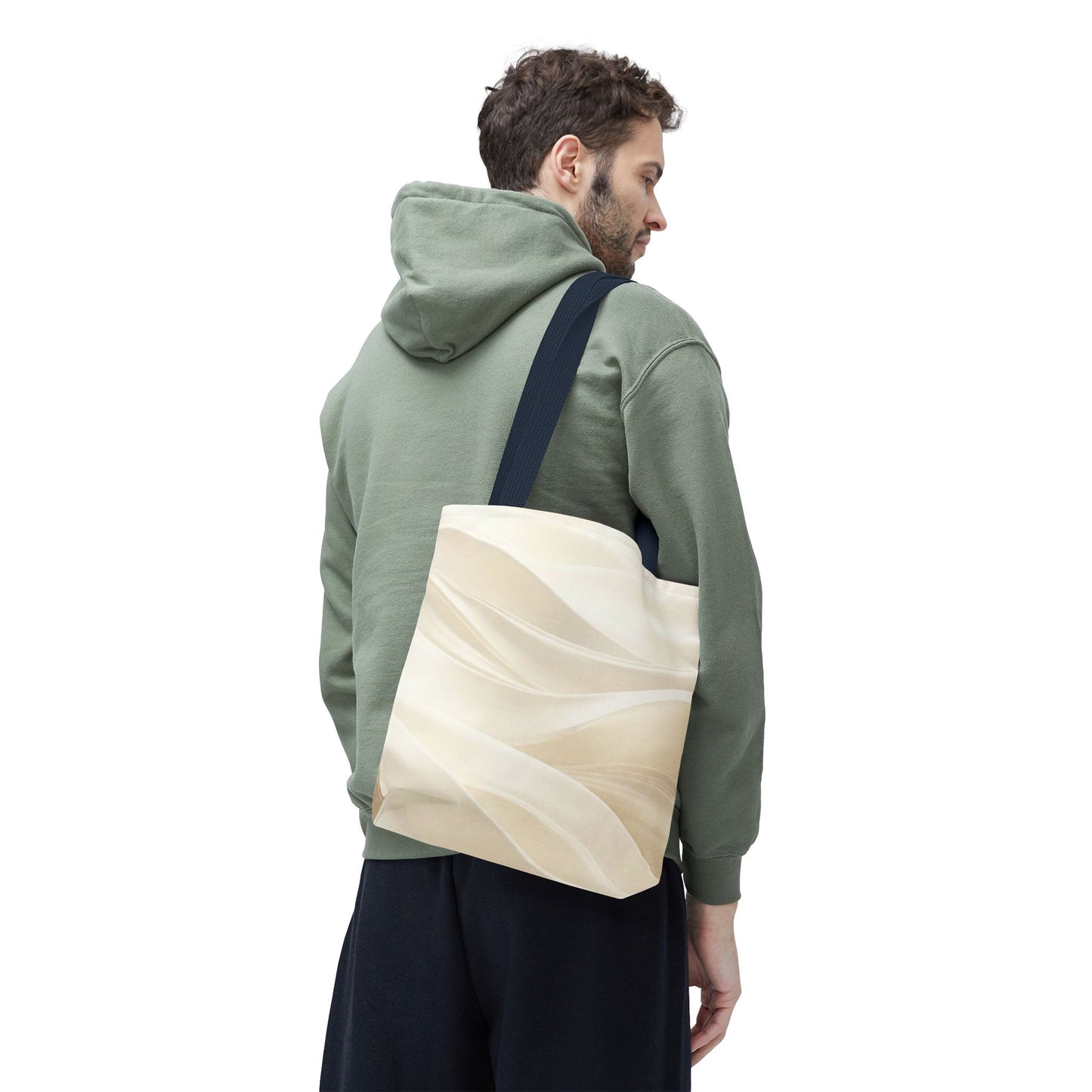 Cream Abstract Waves Tote Bag | Neutral Swirl Pattern