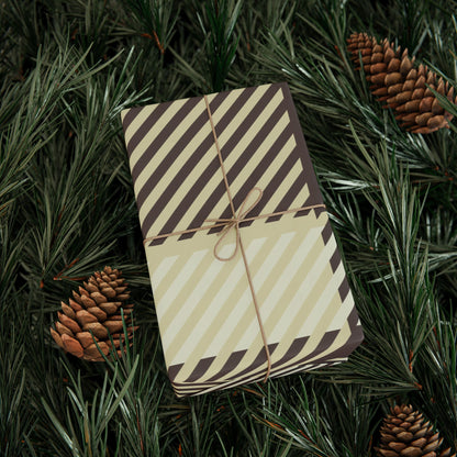 Plaid Stripe Wrapping Paper Roll — Neutral Black & Cream Gift Wrap