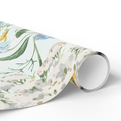 Floral Watercolor Wrapping Paper Roll — Pastel Flowers Gift Wrap for Mother's Day & Spring