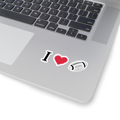 I  Football Kiss-Cut Sticker — Glossy Game-Day Laptop & Water Bottle Decal