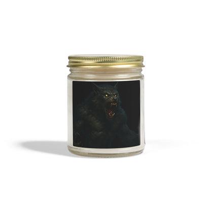 Soy Blend Candle — Coconut Apricot Wax, Black Cat Howl Artwork (4oz & 9oz)