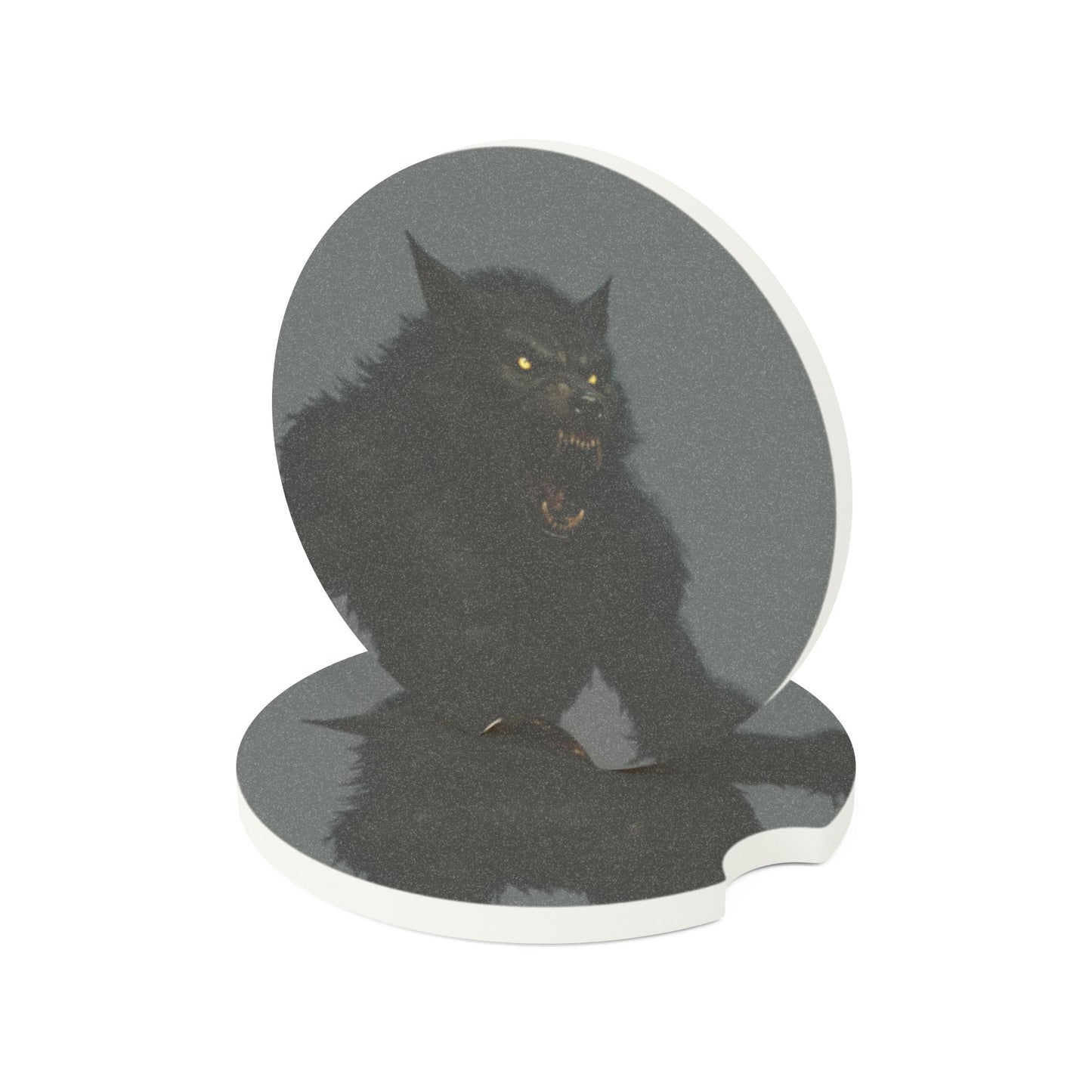Soapstone Car Coaster — Black Cat Night Design