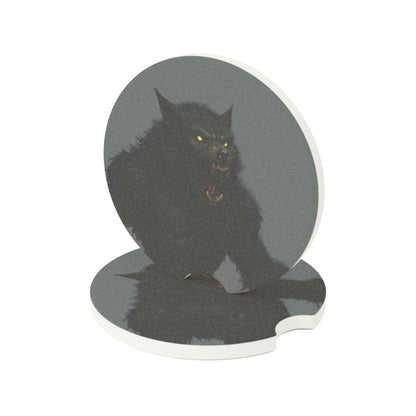 Soapstone Car Coaster — Black Cat Night Design