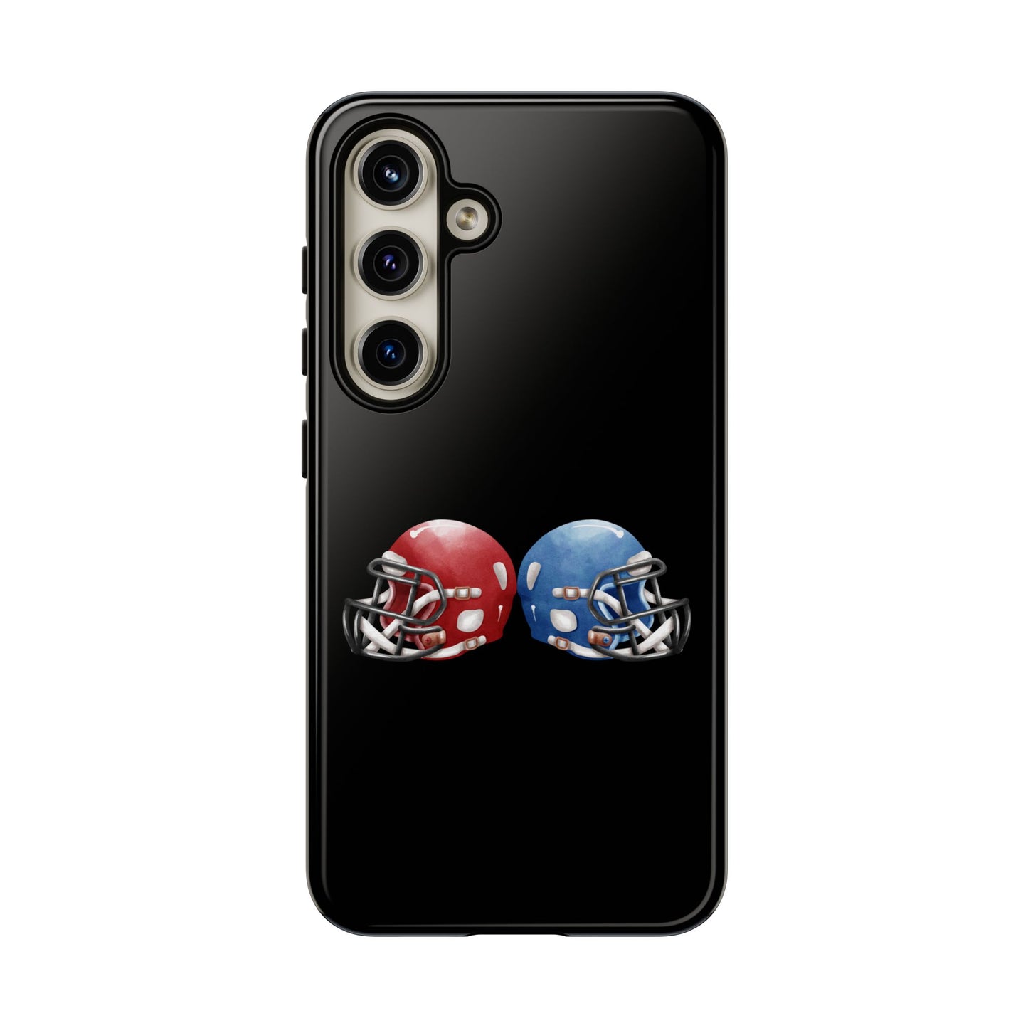 Red and blue football helmet tough phone case for iPhone, protective Printify cover with sports helmet design.