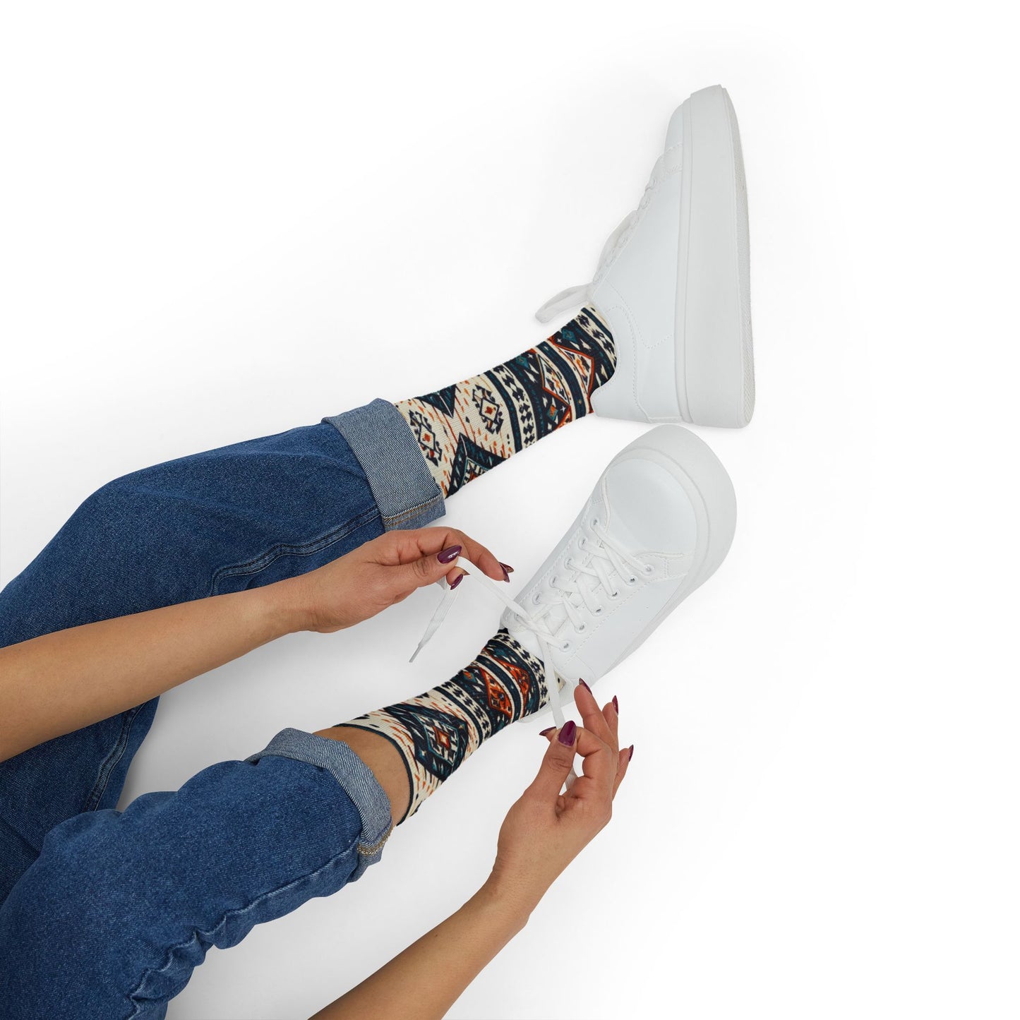 Southwestern Aztec Pattern Socks | Tribal Geometric Sublimation Socks