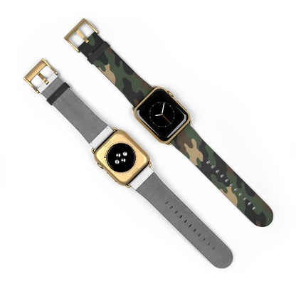 Green camouflage silicone Apple Watch band by Printify, durable strap accessory with camo pattern for Apple Watch.
