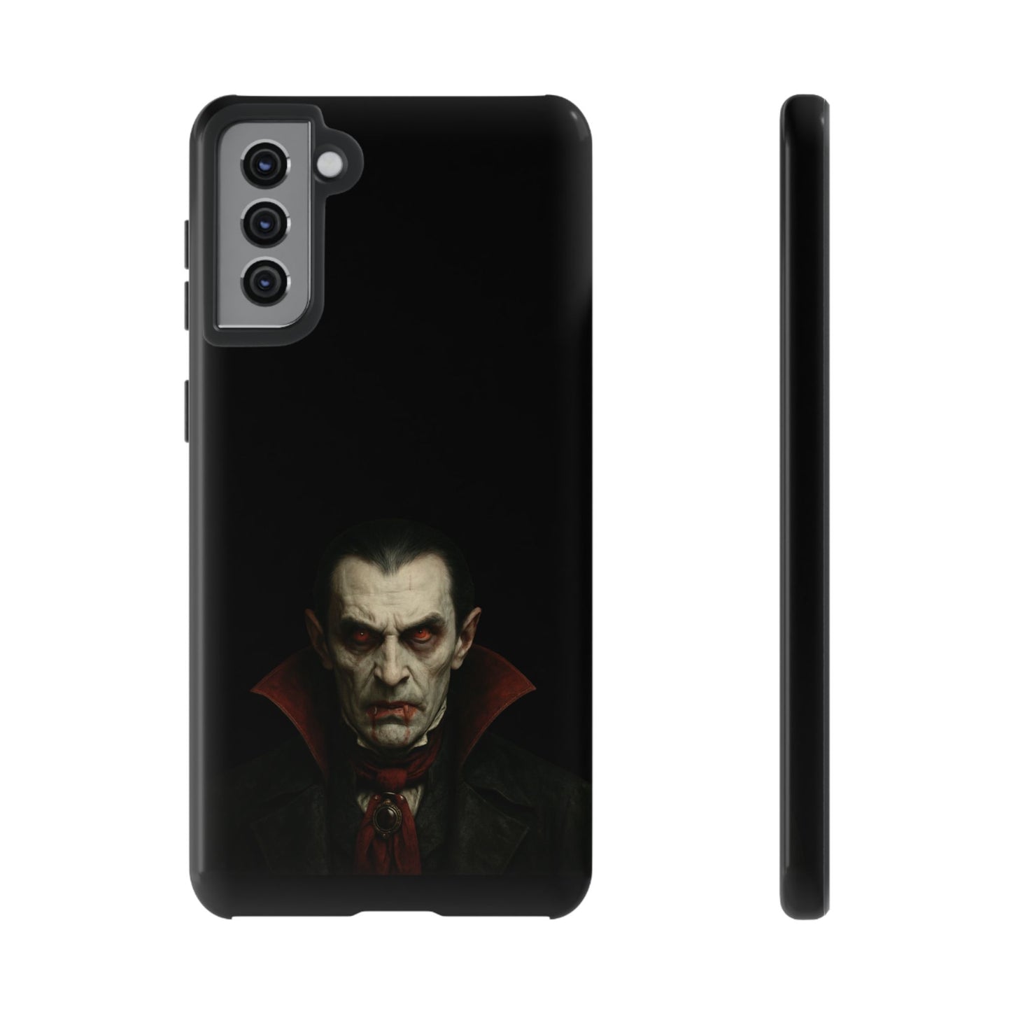 Gothic vampire portrait phone case for iPhone featuring Dracula horror theme, designed by Printify.