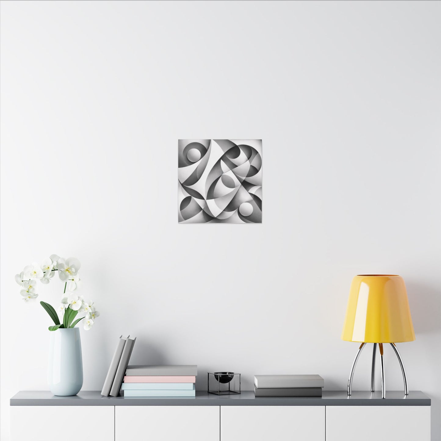 Monochrome Abstract Geometric Art Matte Canvas