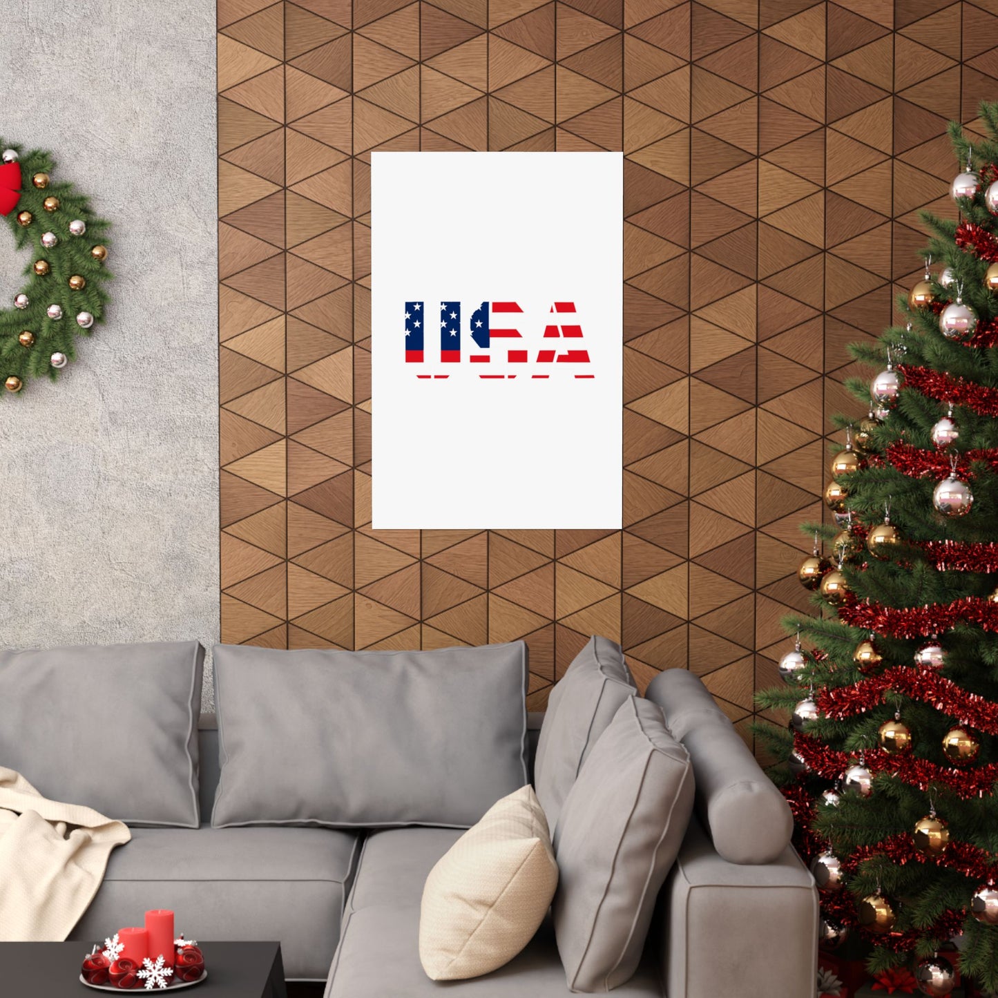 USA Patriotic Wall Art Poster, Red White Blue Home Decor, Fourth of July Decoration, American Flag Art, Independence Day Gift