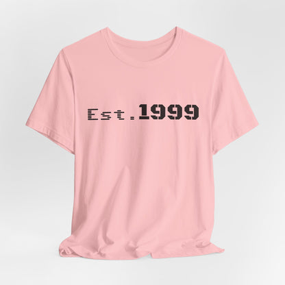 Vintage minimalist Est. 1999 T-Shirt by Printify featuring clean design and classic birth year graphic on soft fabric.