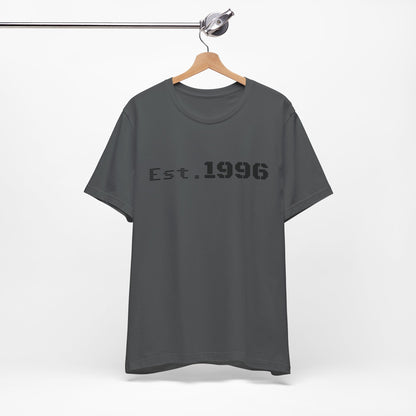 Vintage Est. 1996 T-shirt by Printify featuring a retro design, perfect as a birth year birthday gift.
