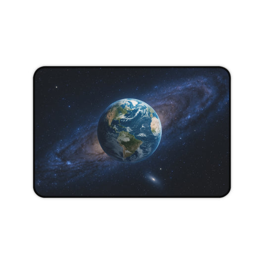 Earth in Galaxy desk mat featuring a space-themed planet design, ideal for mousepads and desk accessories.