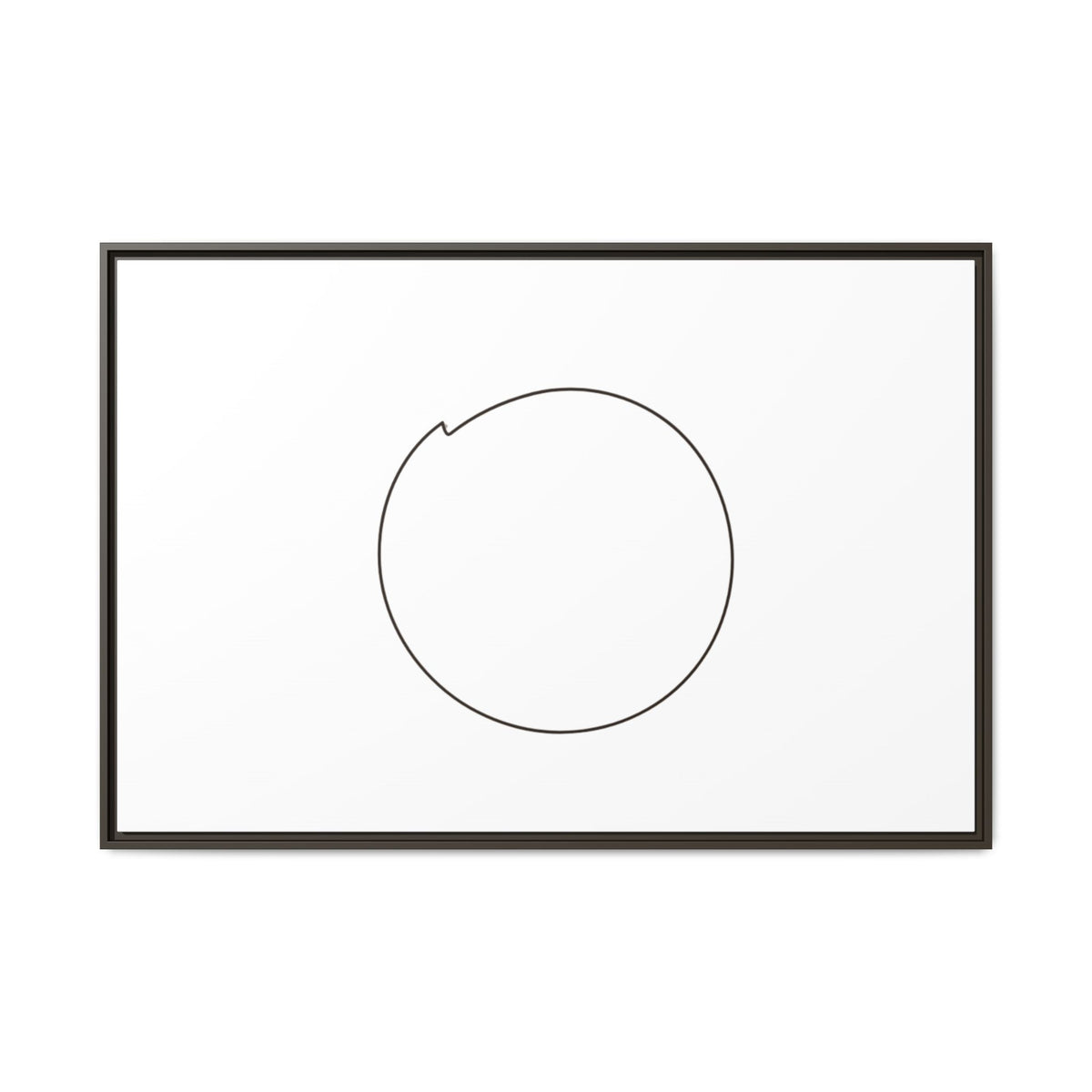 Framed matte canvas wall art featuring a minimal circular line design, by Printify, showcasing a modern abstract artwork.