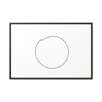 Framed matte canvas wall art featuring a minimal circular line design, by Printify, showcasing a modern abstract artwork.