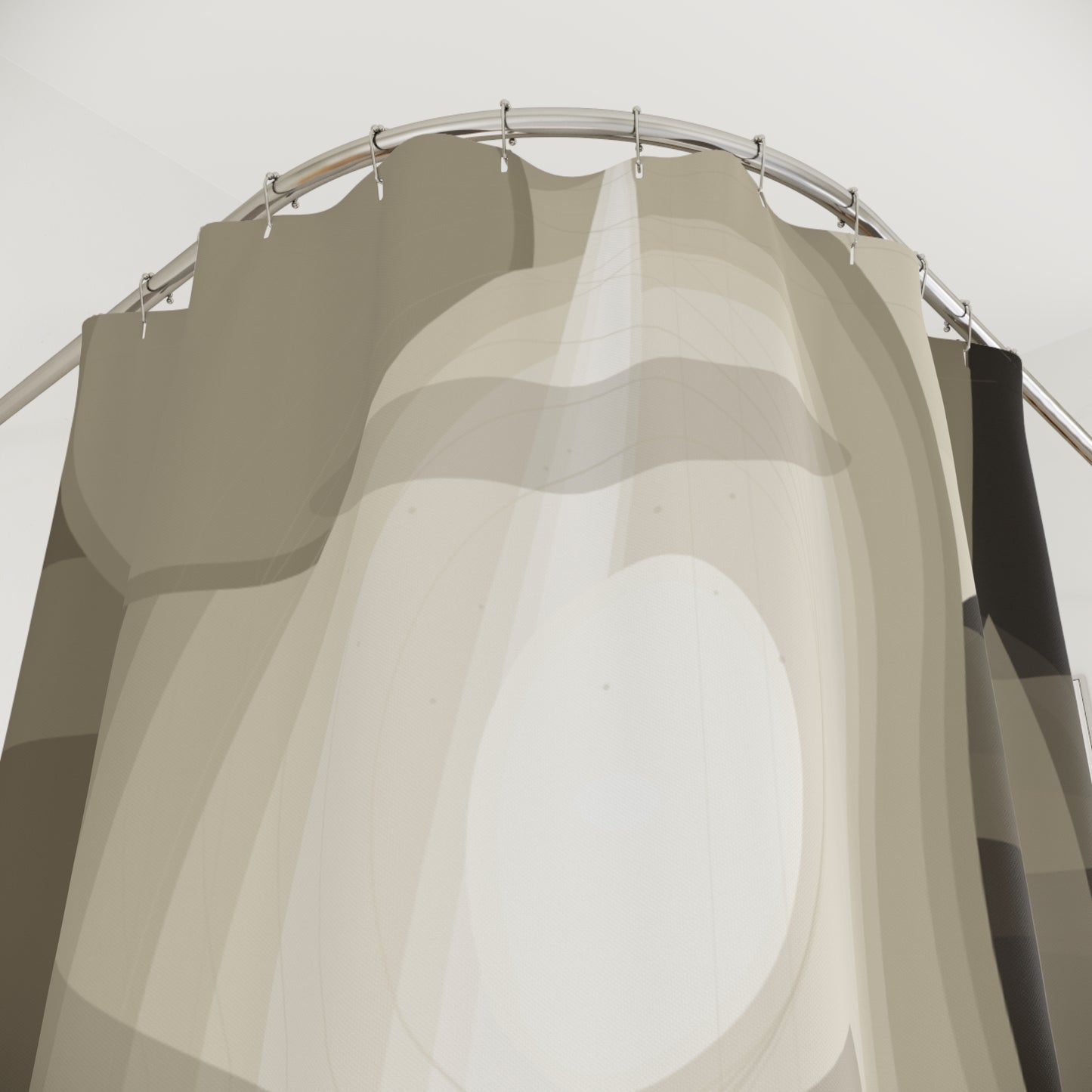 Neutral Abstract Shapes Shower Curtain | Modern Beige Geometric Bath Decor
