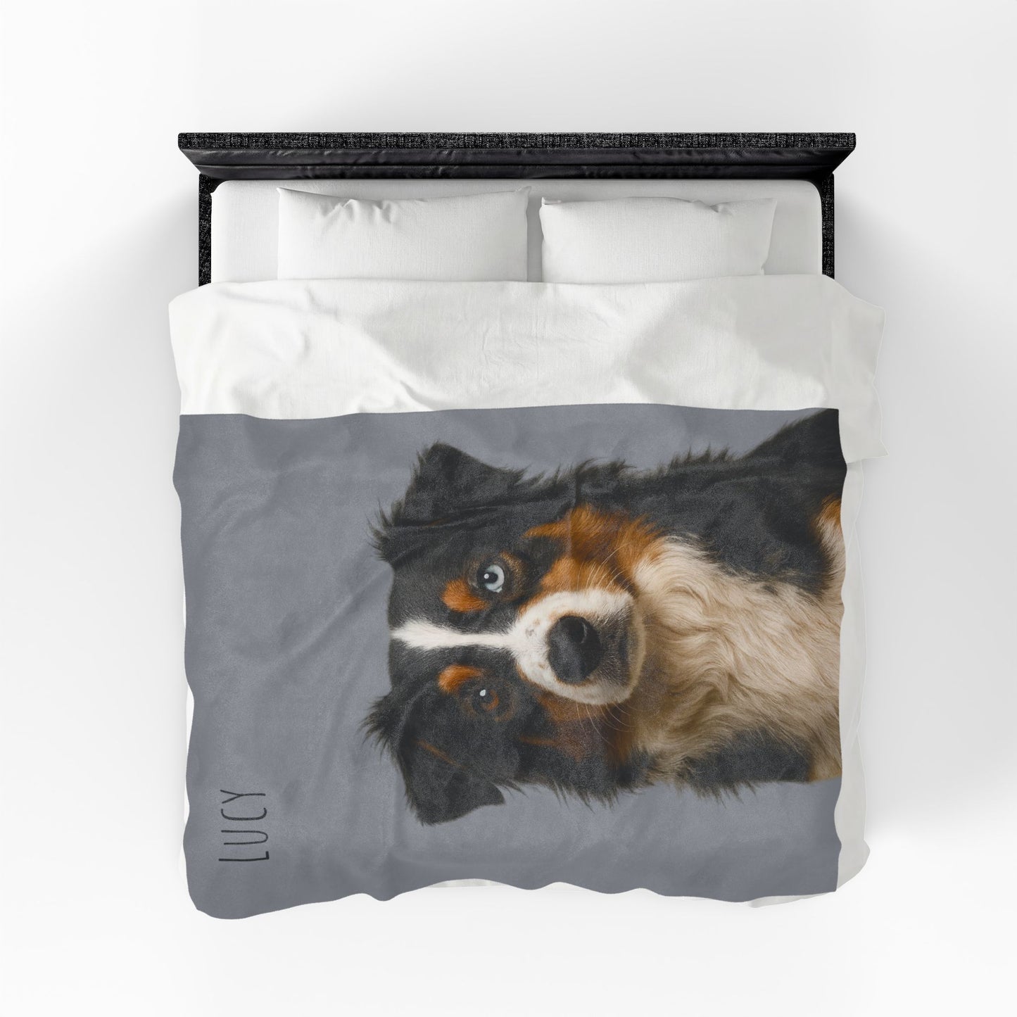 Personalized Aussie Dog Portrait Blanket | Velveteen Plush Blanket