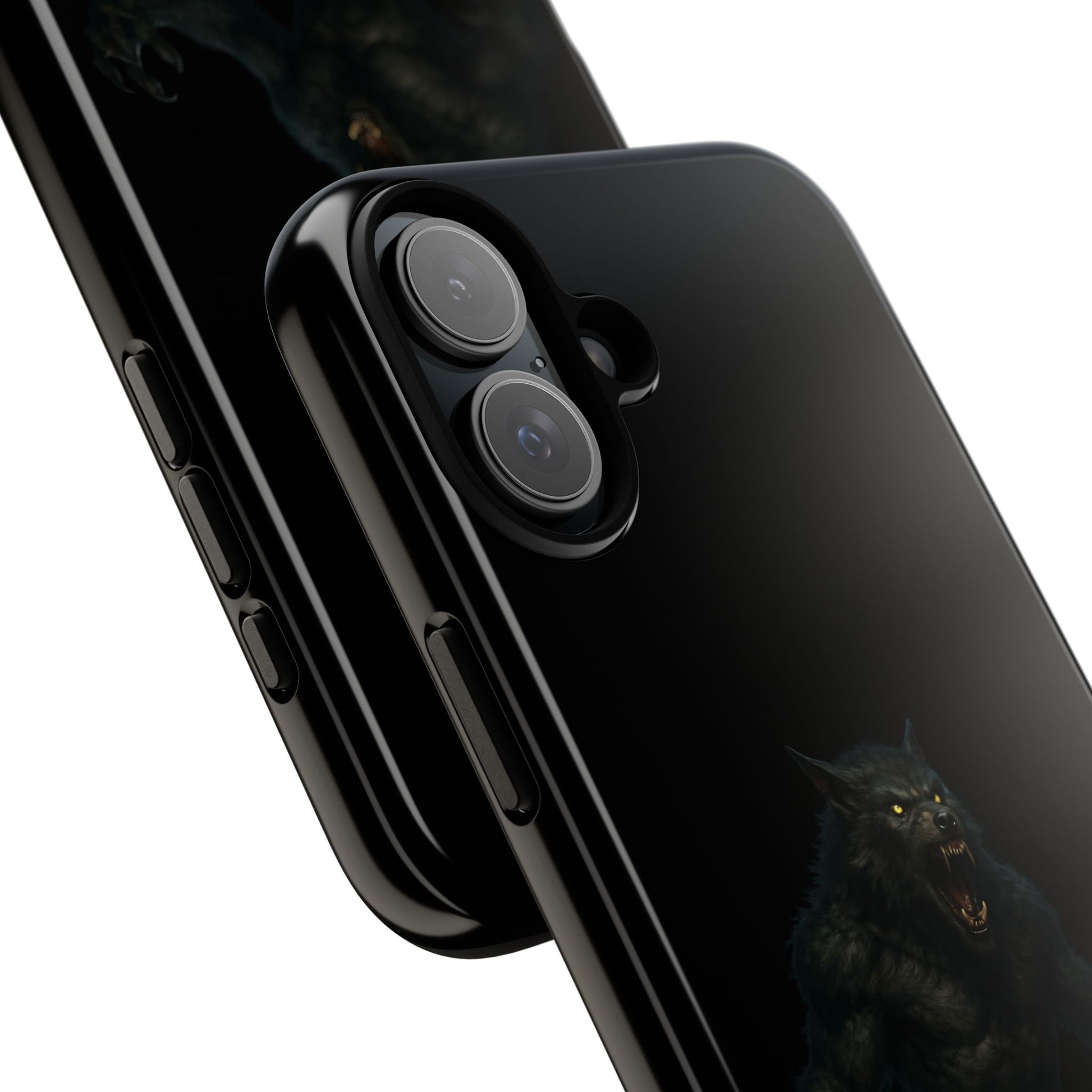 Werewolf phone case with dark monster graphic, tough protective design for smartphones by Printify.