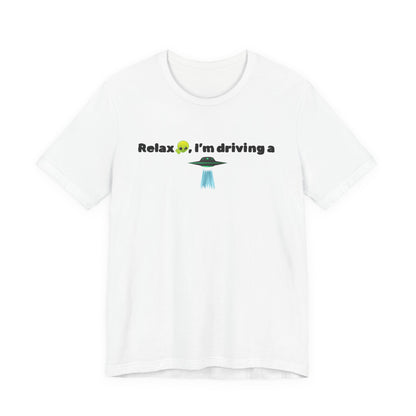 Alien Driving Unisex Tee - Fun Casual Shirt, Gifts for UFO Lovers, Quirky Humor T-Shirt, Perfect for Road Trips, Unique Birthday Present