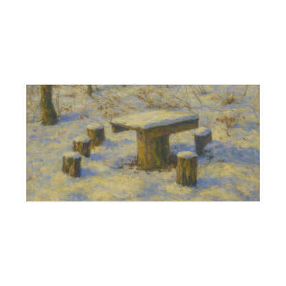 Snowy forest winter landscape canvas wall art, matte stretched print by Printify showing a snowy trees scene