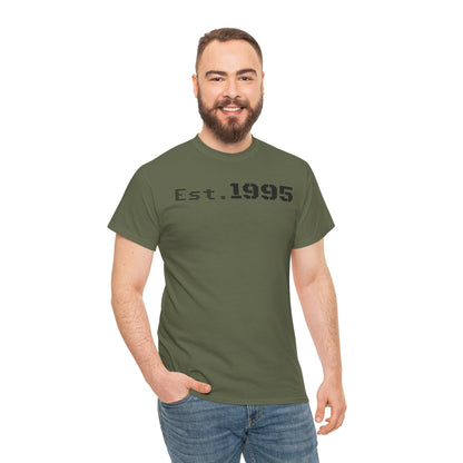 Unisex Heavy Cotton Tee - Est. 1995, Vintage Birthday Gift, Customizable Tee, Retro Unisex Shirt, Casual Everyday Wear