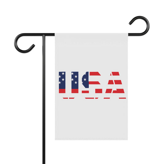 USA flag garden banner featuring patriotic design, ideal for yard decor during Memorial Day celebrations.