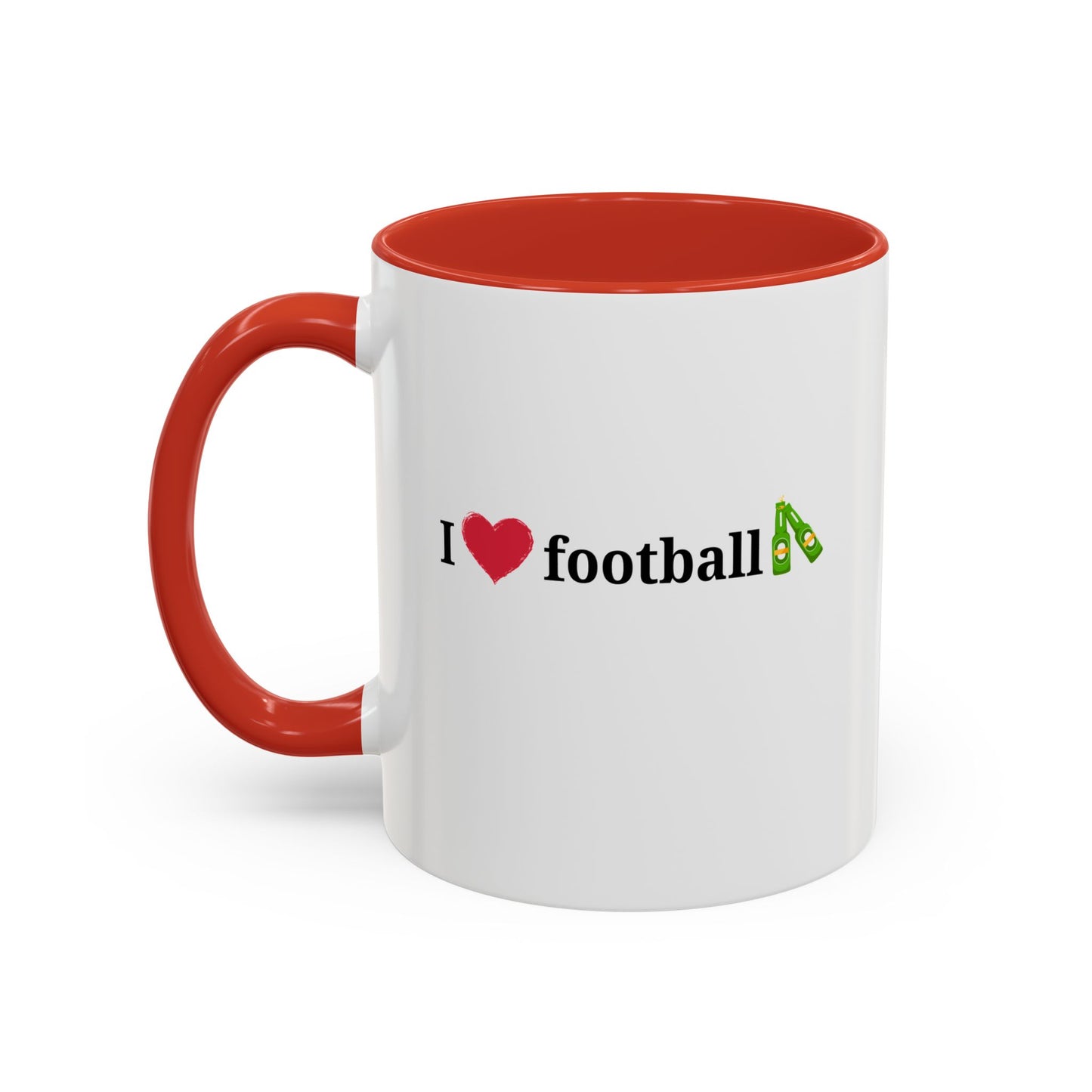 I Love Football Accent Coffee Mug, Perfect Gift for Sports Lovers, Football Enthusiasts, Unique Mug for Game Days, Home or Office Decor - TRV