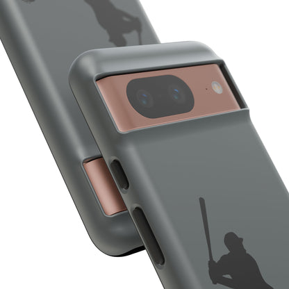 Black baseball silhouette tough phone case for iPhone, protective sporty design by Printify.