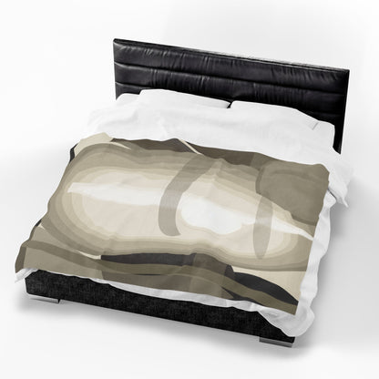 Abstract Neutral Shapes Velveteen Plush Blanket | Modern Minimalist Art