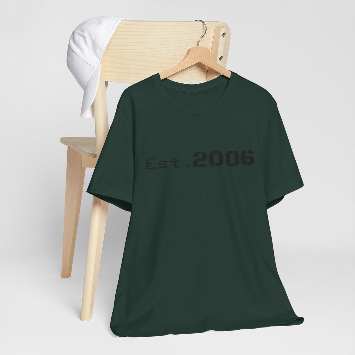 Vintage-style "Established 2006" graphic T-shirt by Printify, featuring bold lettering on a casual birthday gift tee.