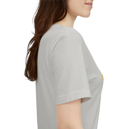 Unisex graphic T-shirt featuring humorous 69 and French fries design in black and white, casual style, by Printify.
