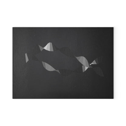 Abstract Geometric Fish Glass Cutting Board | Modern Kitchen Décor