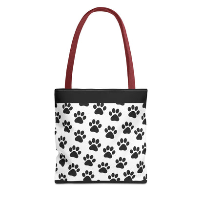 Eco-friendly tote bag with paw print design, perfect for dog and cat lovers, by Printify, made of durable fabric.