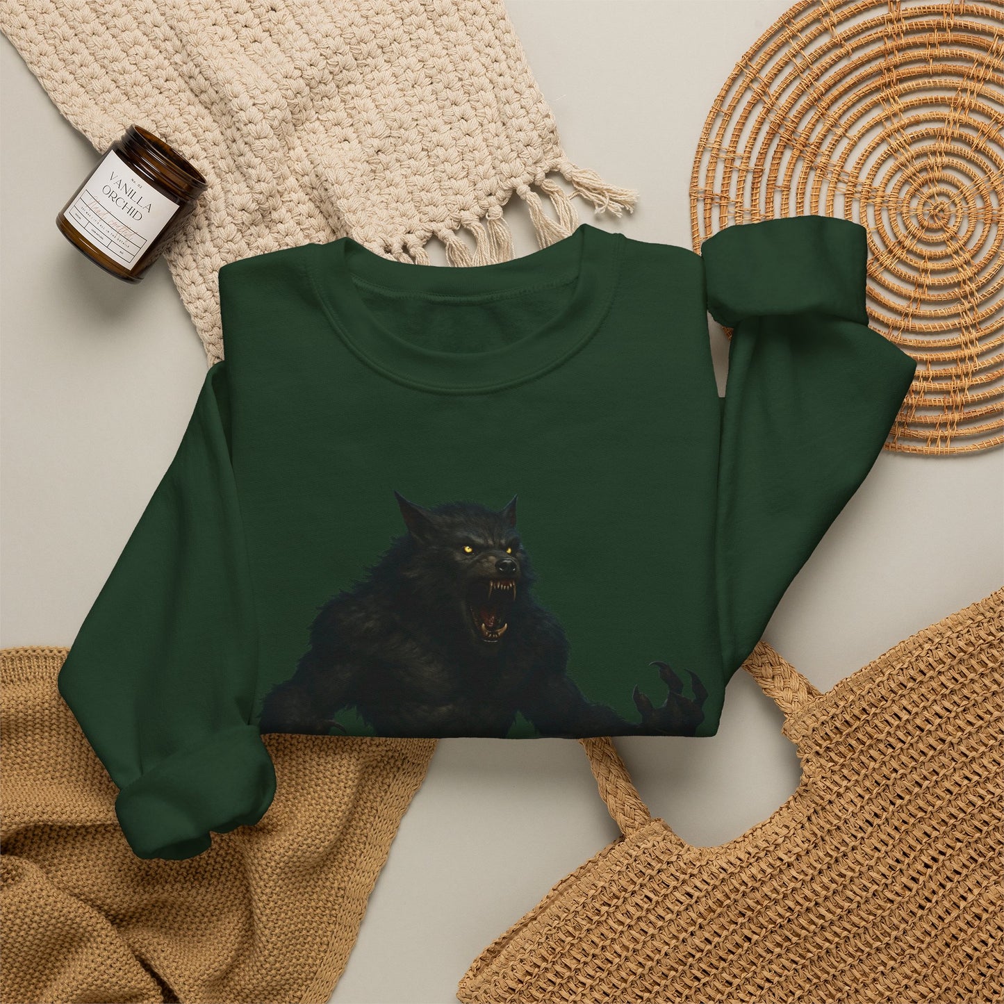 Fierce Werewolf Graphic Sweatshirt, Cozy Unisex Crewneck, Perfect for Casual Outfits, Halloween Apparel, Everyday Wear